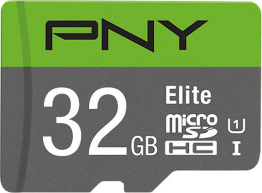 PNY Elite microSDHC 32GB U1 UHS-I 100MB/s με αντάπτορα