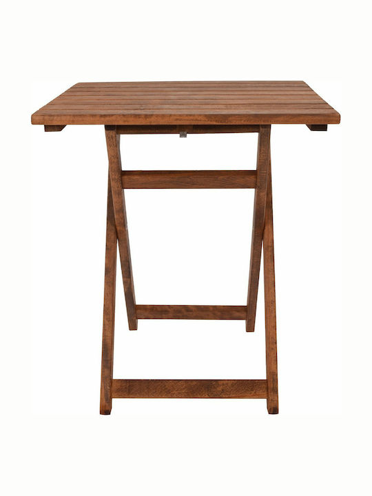 Λήμνος Outdoor Foldable Wood Table for Small Spaces Walnut 60x60x72cm