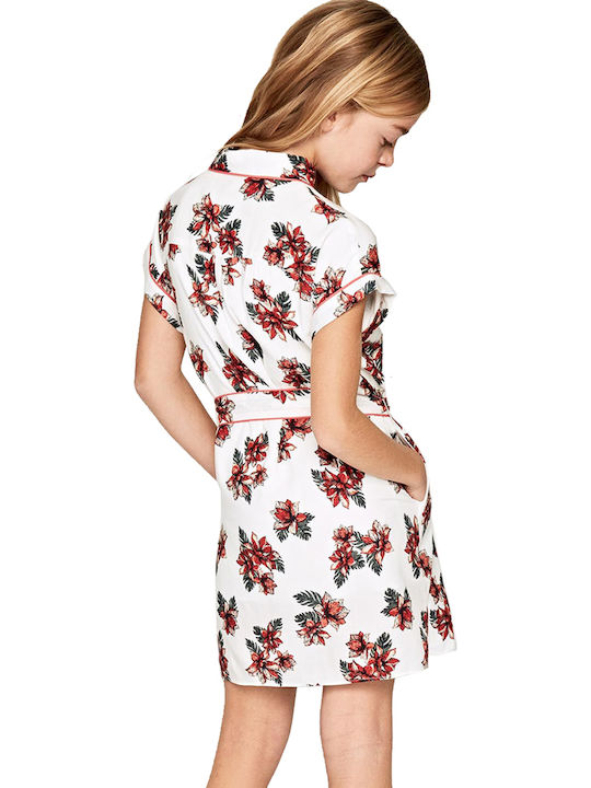 JOJO MULTI Παιδικό Φόρεμα Κοντομάνικο Floral Λευκό