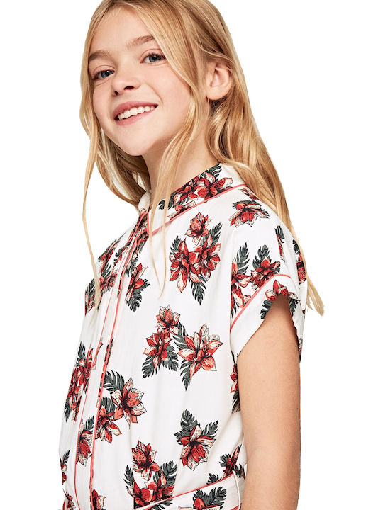JOJO MULTI Παιδικό Φόρεμα Κοντομάνικο Floral Λευκό