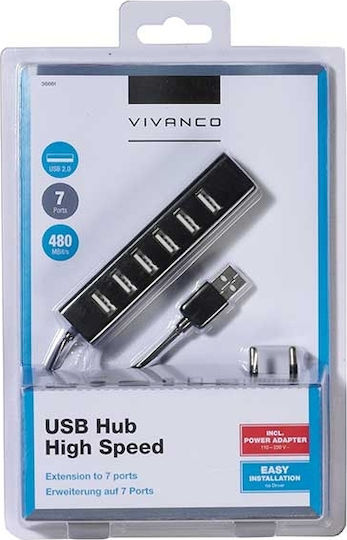 Vivanco USB Хъб 7 Порта USB 2.0 с Връзка USB-A