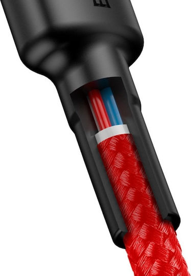 Baseus Cafule Cablu Braided USB 2.0 USB-C Male - USB-C 60W PD Roșu 2m CATKLF-H09