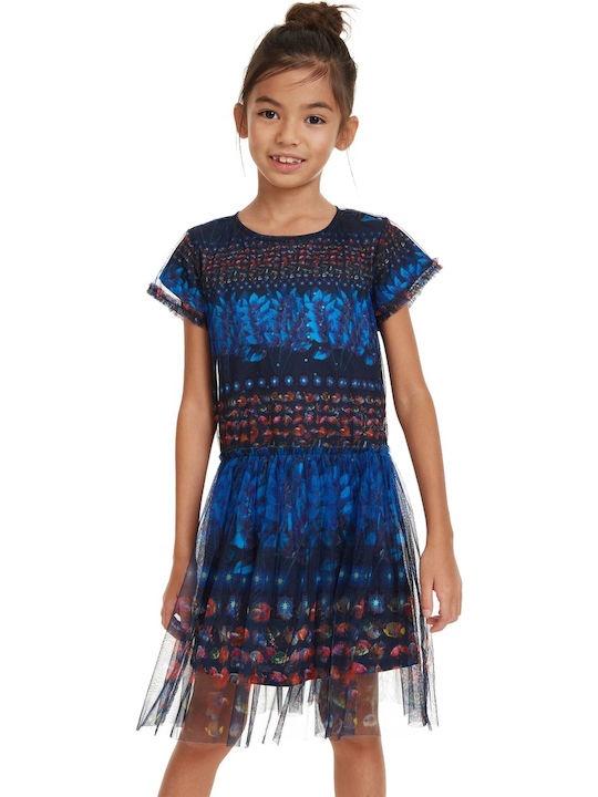 Desigual Mädchen Kleid Kurzärmelig Blau