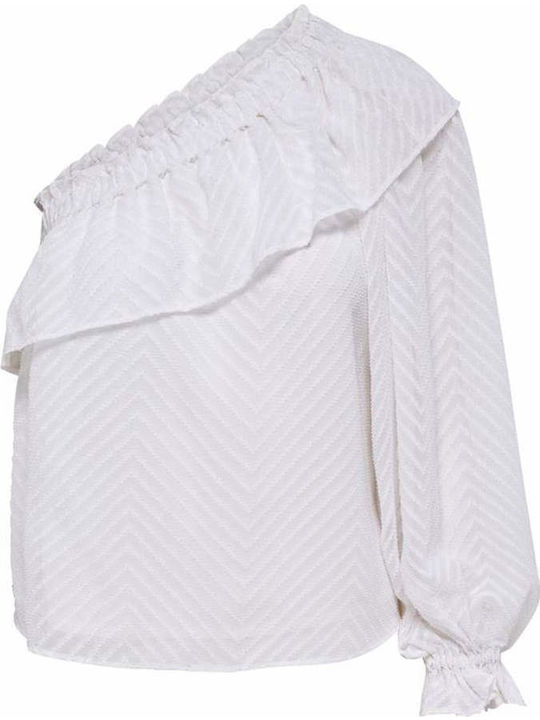 Women's Summer Blouse Off-Shoulder with One Shoulder Cloud Dancer