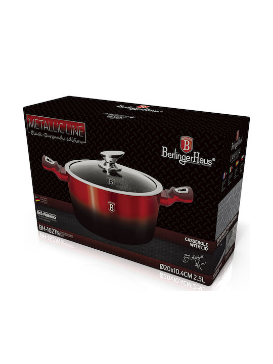 Berlinger Haus Metallic Line Βαθιά Κατσαρόλα από Αλουμίνιο 4.1lt / 24cm Black-Burgundy