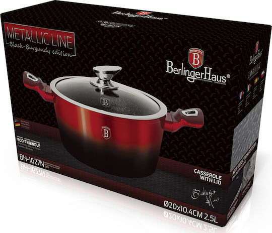 Berlinger Haus Metallic Line Дълбока Тенджера от Алуминий 6.1л / 28см Черно-Бургундско