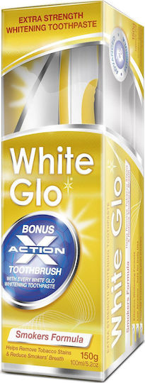 White Glo Smokers Formula Οδοντόκρεμα για Λεύκανση & Οδοντόβουρτσα 150ml