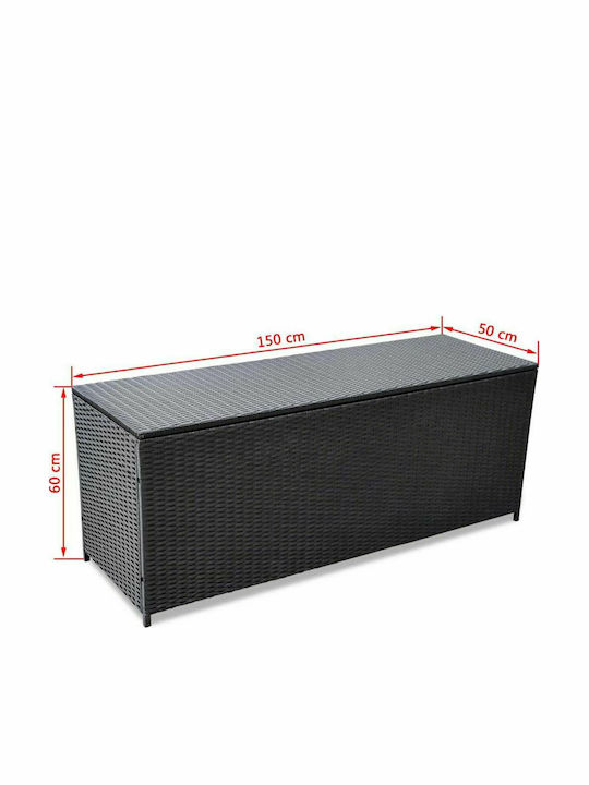 vidaXL Cutie de depozitare pentru exterior Rattan Negru L150xW50xH60buc