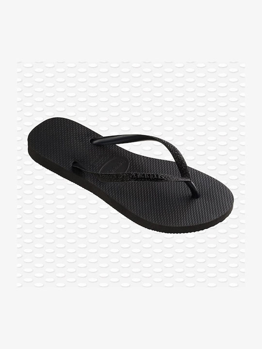 Slim Glitter Women's Flip Flops Black