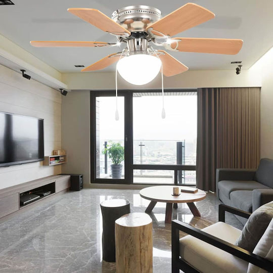vidaXL Ceiling Fan 82cm with Light Fixture Brown / Silver