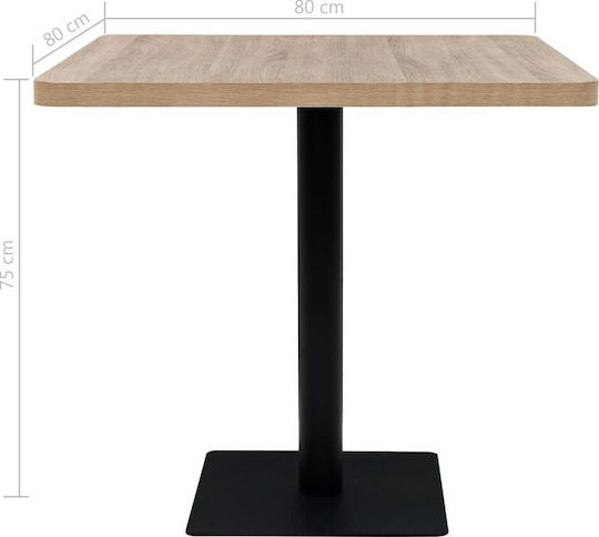 vidaXL Square Tavern Wooden Dining Table with Metal Frame 80x80x75cm