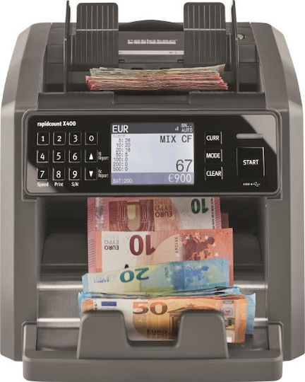 Ratiotec Rapidcount X400 Money Counter with Mixed Counting Capability and Speed 1000 Banknotes per Minute