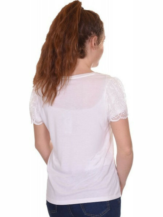 Only Women's Summer Blouse Short Sleeve White