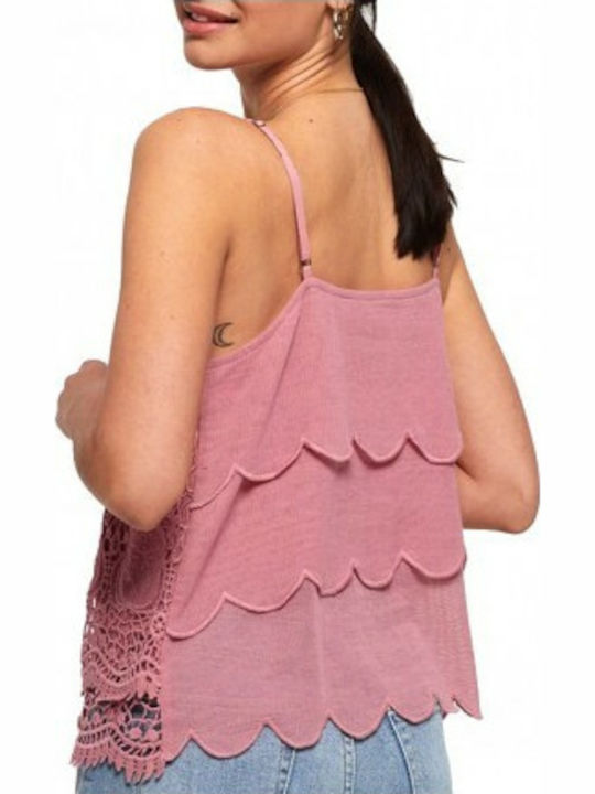 Superdry Amanda Damen Sommer Bluse mit Trägern Rosa