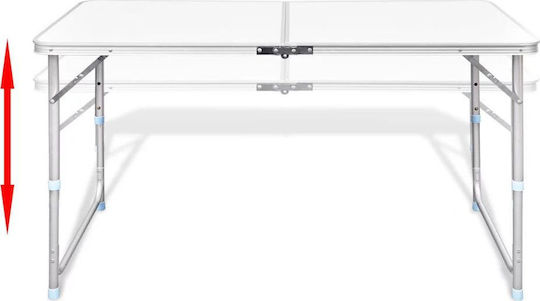 vidaXL Table Aluminum for Camping Foldable in Case 120x60x70cm White