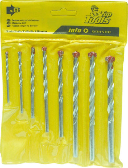Top Tools Satz 8 Bohrer mit Zylindrischem Schaft für Gemäuer