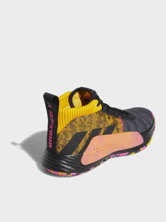 Dame 5 High Basketball Shoes Core Black / Shock Pink