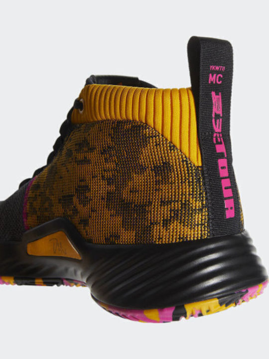 Dame 5 High Basketball Shoes Core Black / Shock Pink