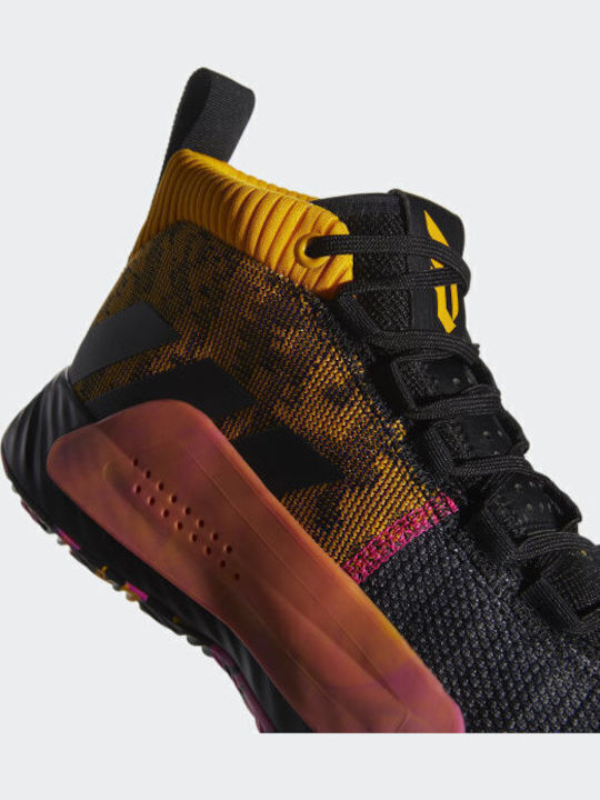Dame 5 High Basketball Shoes Core Black / Shock Pink