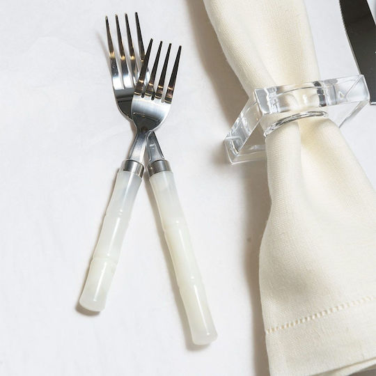 Caspari White Bamboo Сет ножове и вилици Бели Неръждаеми 5бр