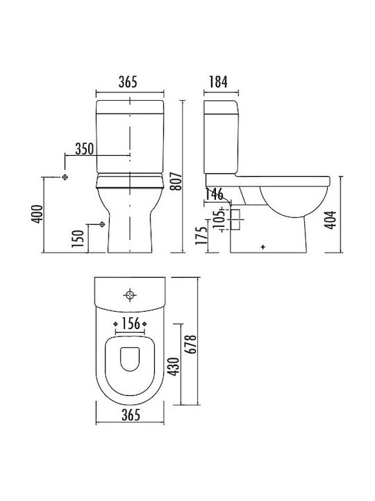 Creavit Vitroya Floor-Standing Toilet with Floor Trap and Flush that Includes Slim Soft Close Cover Thermoplast White Creavit Vitroya Floor-Standing Toilet with Floor Trap and Flush that Includes Slim Soft Close Cover Thermoplast White