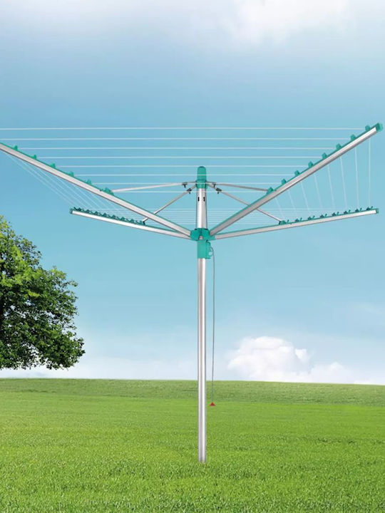 Leifheit Linomatic M400 Klappbarer Boden-Kleiderständer für den Garten aus Aluminium mit Rädern mit Aufhängelänge 40m