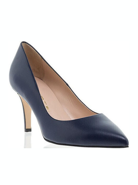 Mourtzi 71100 Leder Pumps mit Dünn mittelhohem Absatz Marineblau