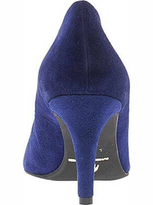 Mourtzi Suede Pointed Toe Blue Medium Heels