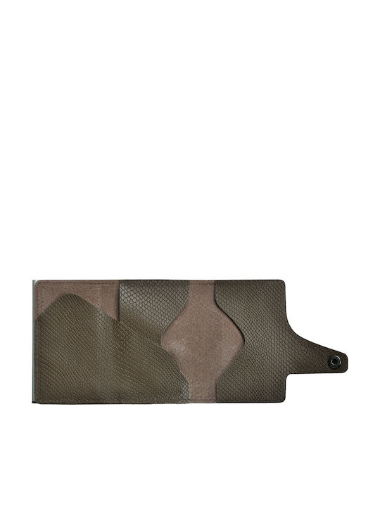 Click & Slide Leather Men's Wallet Cards with RFID and Slide Mechanism Khaki