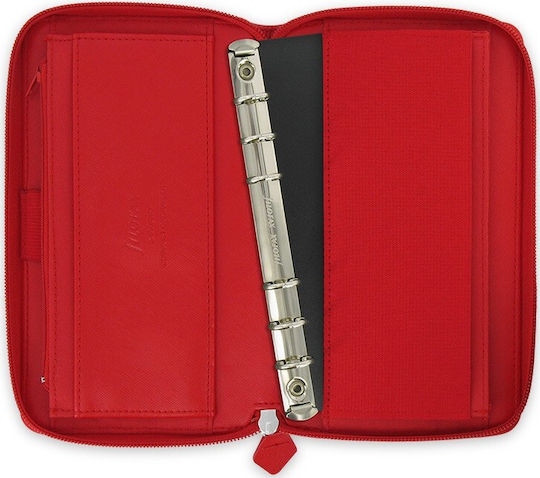 Filofax Saffiano Personal Compact Zip Weekly Organizer Red Leather 20.8x20.8cm