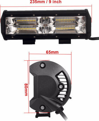 Waterproof Headlights Car in Bar Shape LED Universal 12 / 24V 72W 23.5cm 1pcs