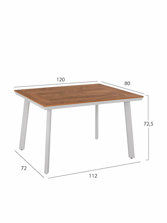 Маса Стабилна Polywood със Скелет от Алуминий Taber Бял 120x80x72бр