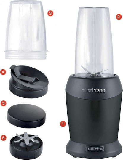 HomeVero Nutri 1200 Μπλέντερ με Πλαστική Κανάτα 800 ml 1200W Μαύρο