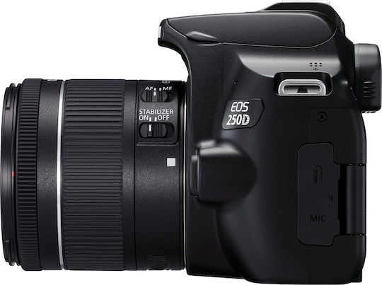 Canon DSLR Camera EOS 250D Crop Frame Kit (EF-S 18-55mm F4-5.6 IS STM) Black