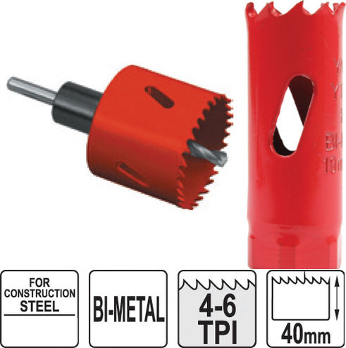 Yato Ποτηροπρίονο Ποτηροτρύπανο Bi Metal 40mm HSS με Διάμετρο από 19mm έως 140mm για Ξύλο, Μέταλλο, Μπετό και Πλαστικό 75gr