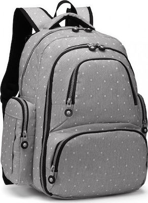 Miss Lulu Τσάντα-Αλλαξιέρα Πλάτης Large Capacity Multi Function Baby Diaper Backpack Polka Dot Grey Grey 32x42x15εκ.