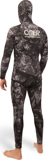 Omer Black Stone Full Diving Suit Shaved Inside with Chest Pad for Spearfishing Camouflage Gray 3mm