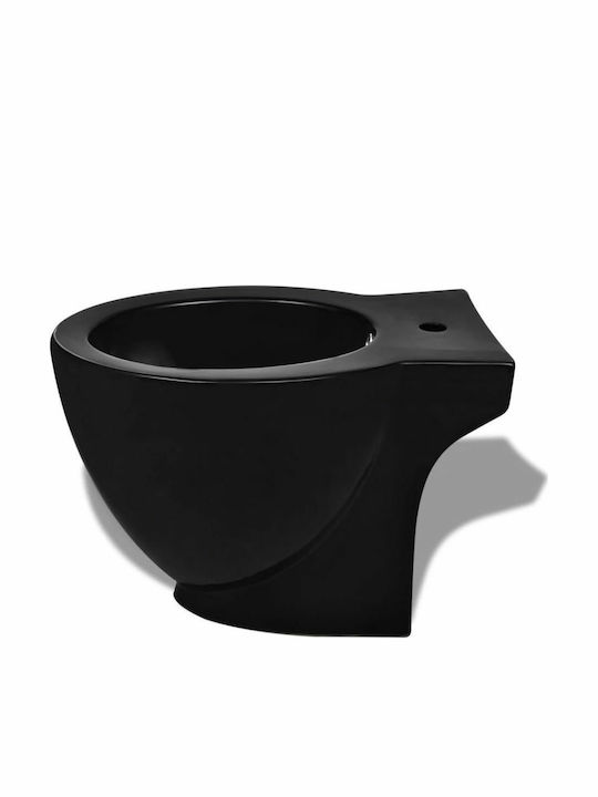 vidaXL Stehende Toilette mit Spülung mit Deckel Sanftes Schließen Schwarz