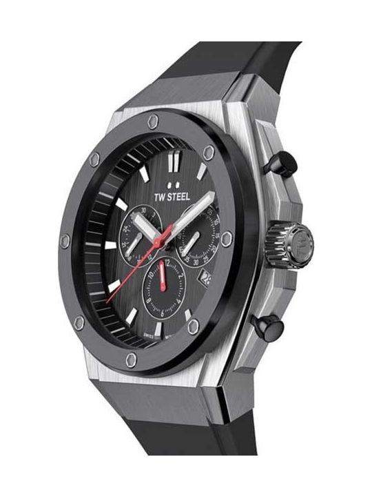 TW Steel CEO Tech Chrono Watch Chronograph Battery with Black Rubber Strap