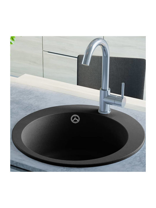 vidaXL Drop-In Spüle aus Verbundgranulat B50.5xT50.5cm Black