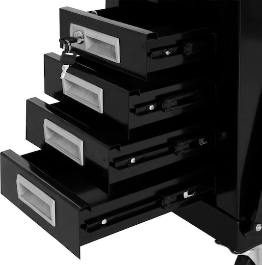 vidaXL Wheeled Metallic Tool Carrier with 4 Drawers W73.5xD42xH72cm