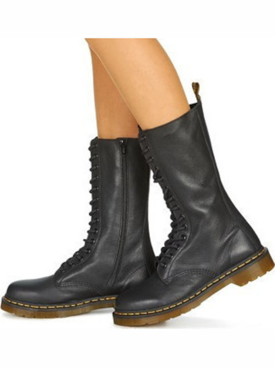 Virginia de piele Ghete dama Bocanci Negru