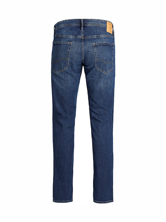 Ανδρικό Παντελόνι Τζιν Ελαστικό με Slim Straight Εφαρμογή Denim Blue