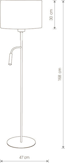 Nowodvorski Hotel Plus Vintage Floor Lamp H168xW47cm. with Socket for Bulb E27 Gray