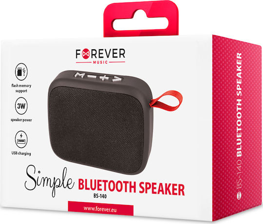 Forever BS-140 Bluetooth Speaker 3W with Radio and Battery Life up to 4 hours Black