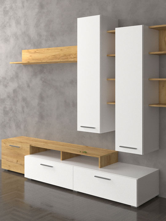 Wohnzimmer TV-Einheit Astin Golden Oak / White L203xB45.3xH180cm