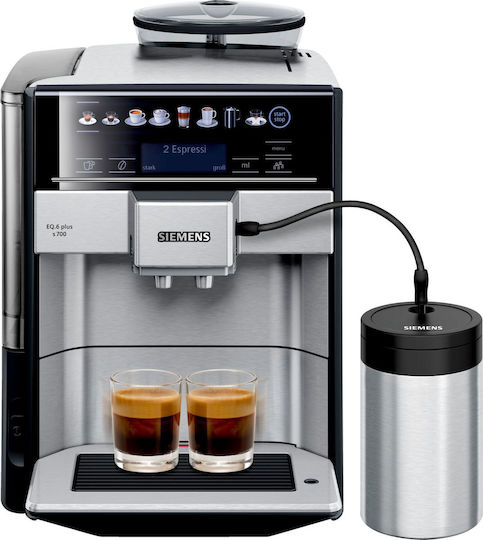 Siemens TE657M03DE Automatic Espresso Machine 1500W Pressure 19bar for Cappuccino with Grinder Black