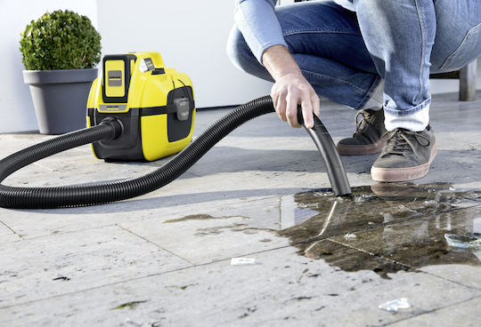 Karcher WD 1 Compact Rechargeable Vacuum Wet / Dry Without Charger and Battery with Plastic Bin 7lt