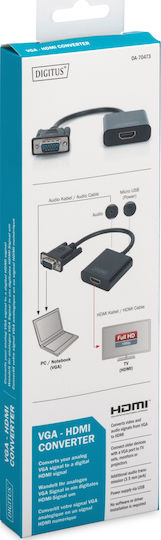 Digitus Μετατροπέας VGA male σε 3.5mm / HDMI female 1τμχ DA-70473