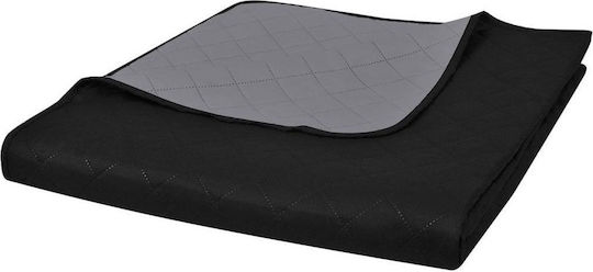 vidaXL Coverlet Single from Polyester Black / Gray 170x210cm